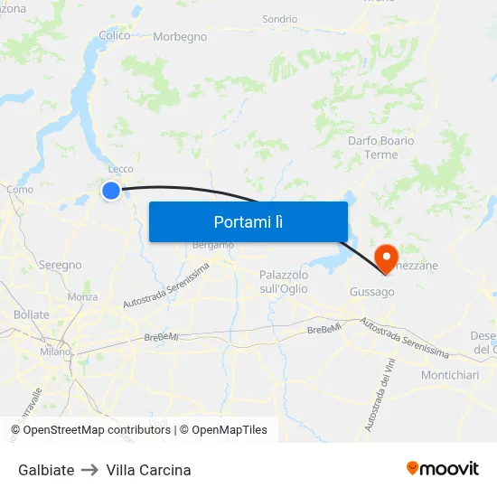 Galbiate to Villa Carcina map