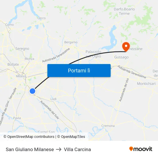 San Giuliano Milanese to Villa Carcina map