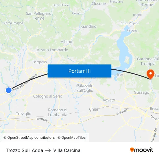 Trezzo Sull' Adda to Villa Carcina map