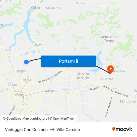 Veduggio Con Colzano to Villa Carcina map