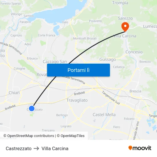 Castrezzato to Villa Carcina map