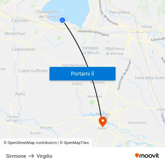 Sirmione to Virgilio map