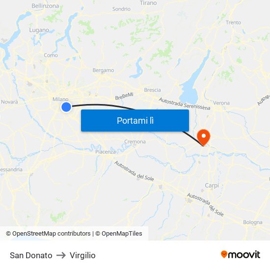 San Donato to Virgilio map