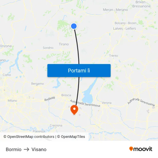 Bormio to Visano map