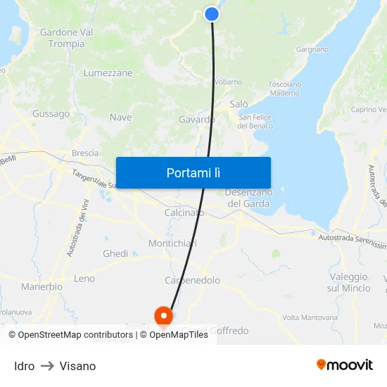 Idro to Visano map