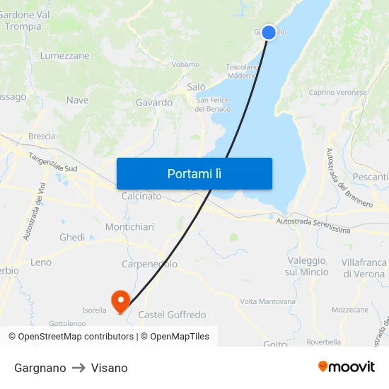 Gargnano to Visano map