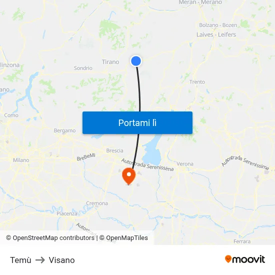 Temù to Visano map