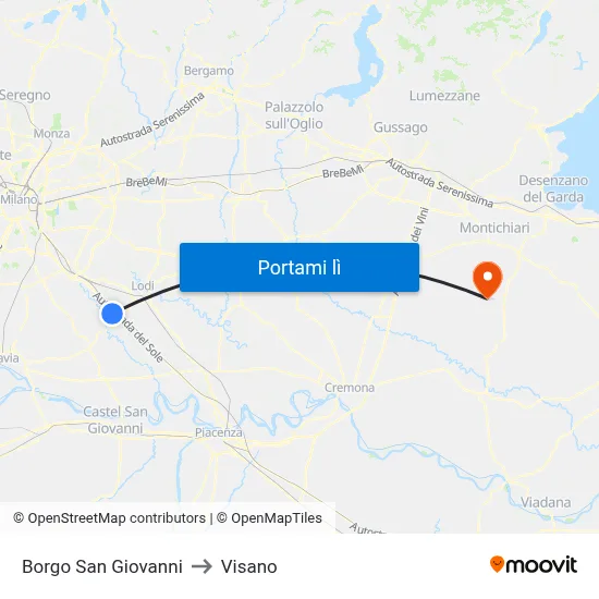 Borgo San Giovanni to Visano map