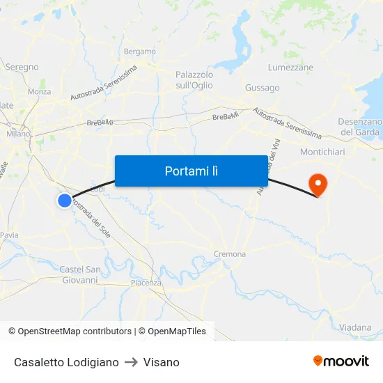 Casaletto Lodigiano to Visano map