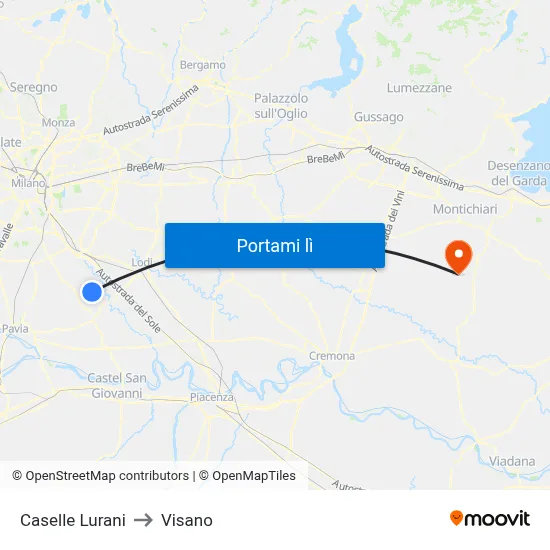 Caselle Lurani to Visano map