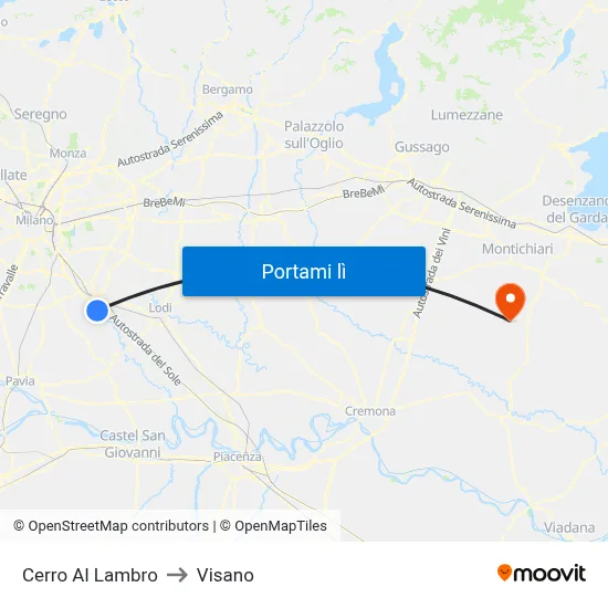 Cerro Al Lambro to Visano map