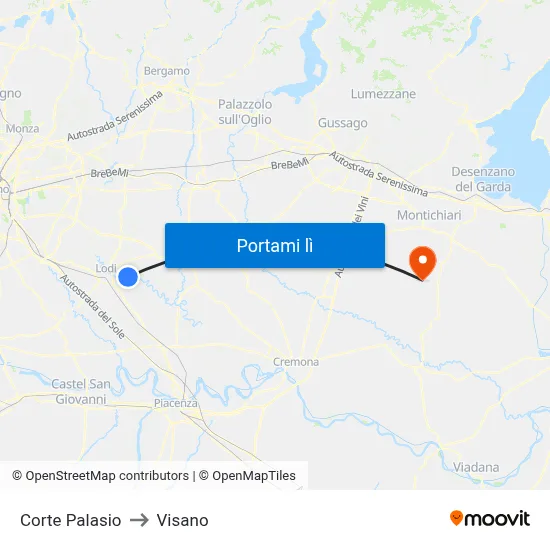 Corte Palasio to Visano map