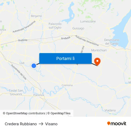 Credera Rubbiano to Visano map