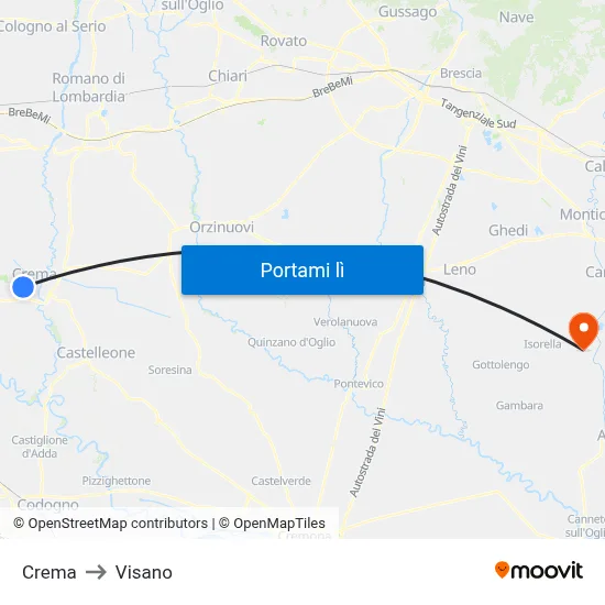 Crema to Visano map