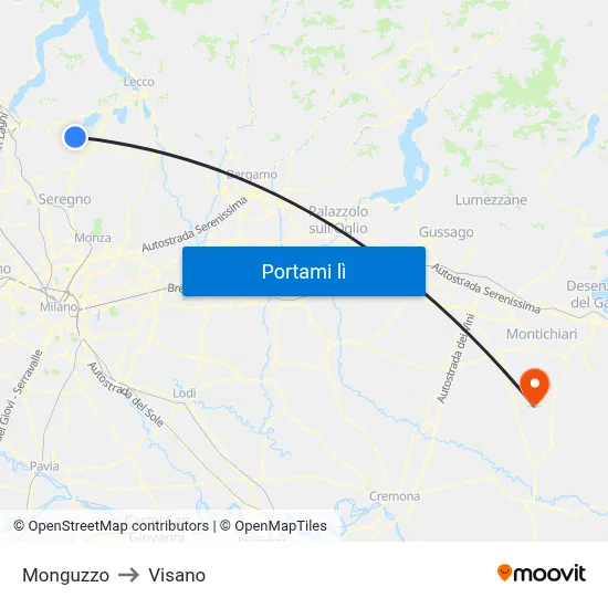 Monguzzo to Visano map