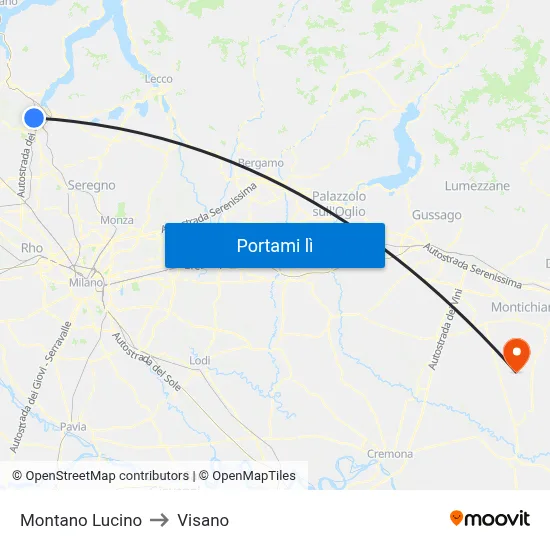 Montano Lucino to Visano map