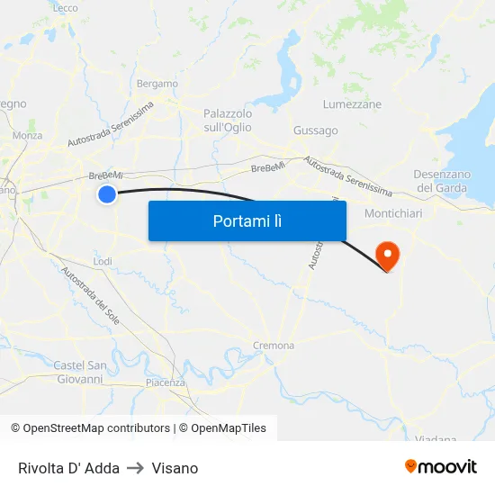 Rivolta D' Adda to Visano map