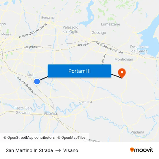 San Martino In Strada to Visano map