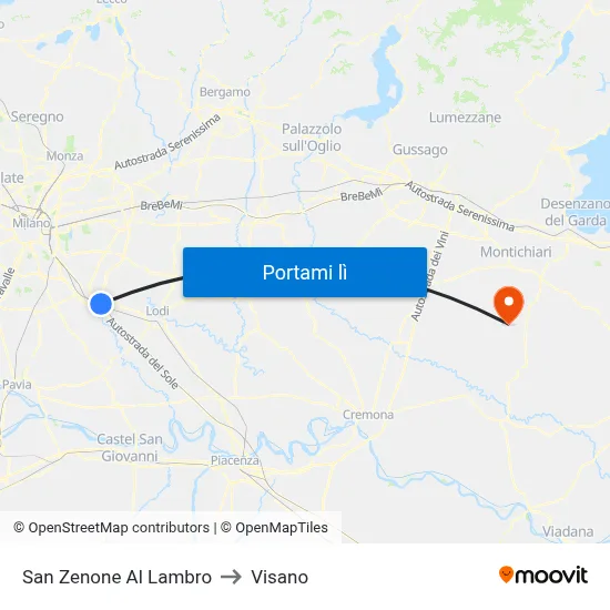 San Zenone Al Lambro to Visano map