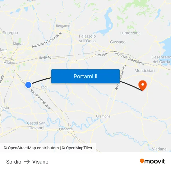 Sordio to Visano map