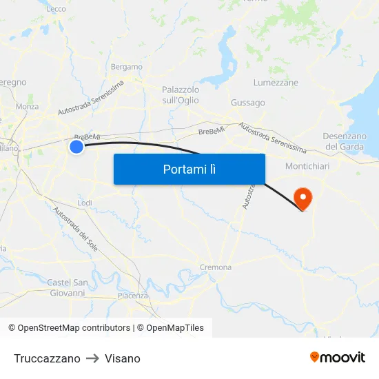 Truccazzano to Visano map