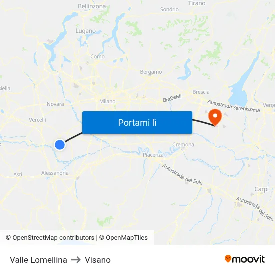 Valle Lomellina to Visano map