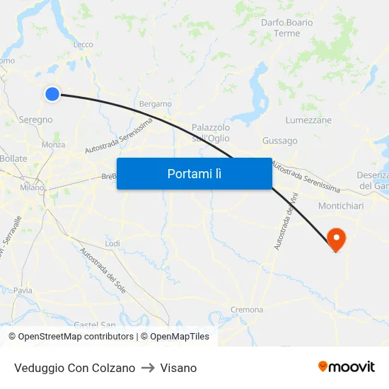 Veduggio Con Colzano to Visano map