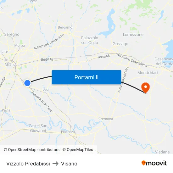 Vizzolo Predabissi to Visano map