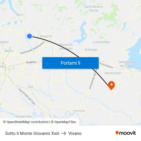 Sotto Il Monte Giovanni Xxiii to Visano map