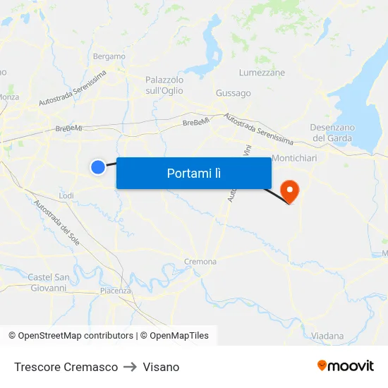 Trescore Cremasco to Visano map