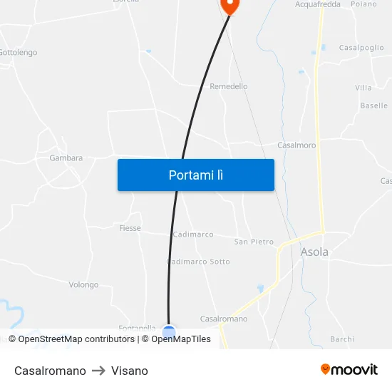 Casalromano to Visano map
