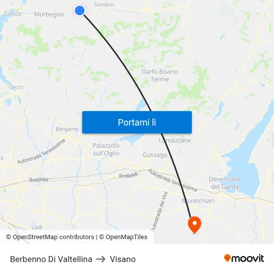 Berbenno Di Valtellina to Visano map