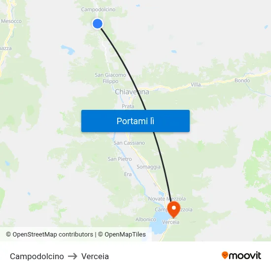 Campodolcino to Verceia map