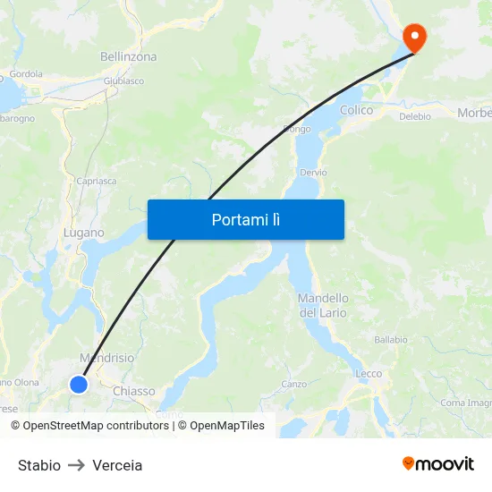 Stabio to Verceia map