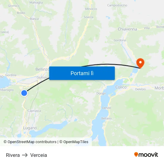 Rivera to Verceia map