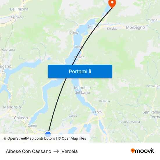 Albese Con Cassano to Verceia map