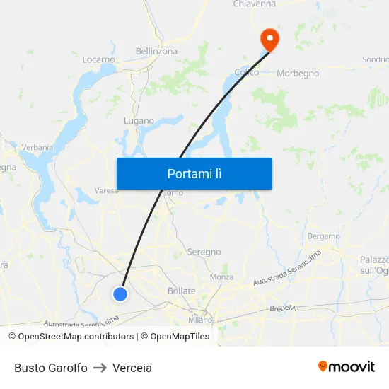 Busto Garolfo to Verceia map