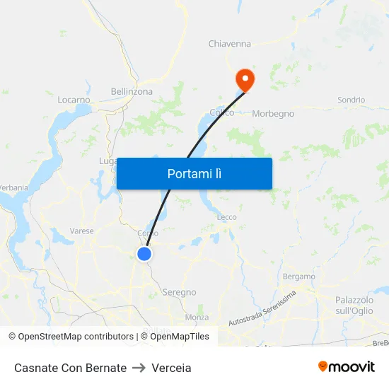 Casnate Con Bernate to Verceia map
