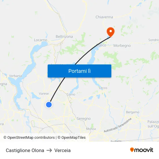 Castiglione Olona to Verceia map