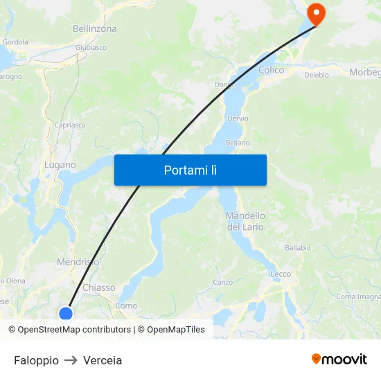Faloppio to Verceia map