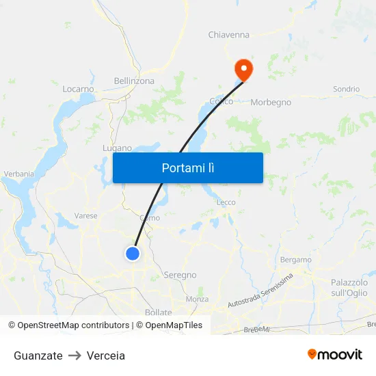 Guanzate to Verceia map