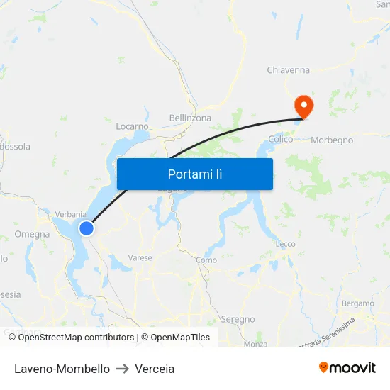 Laveno-Mombello to Verceia map