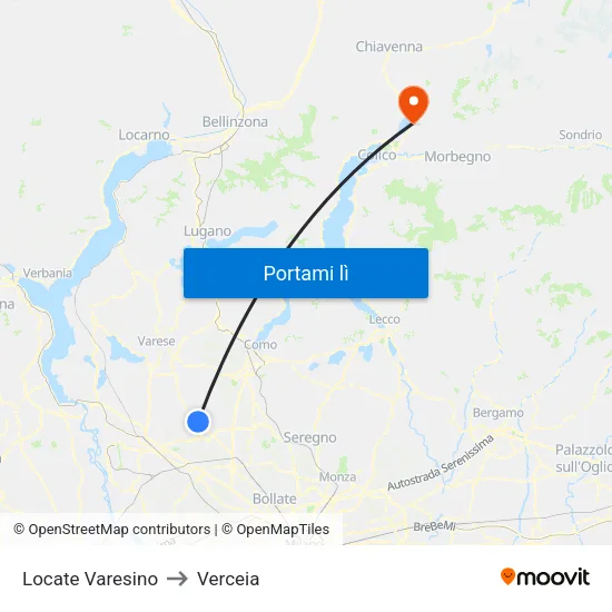 Locate Varesino to Verceia map