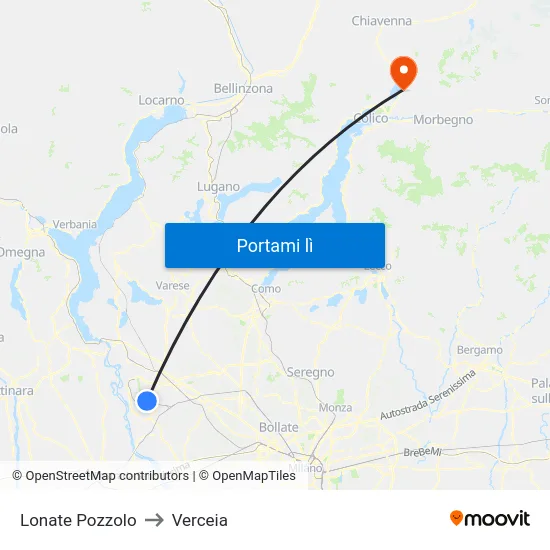 Lonate Pozzolo to Verceia map