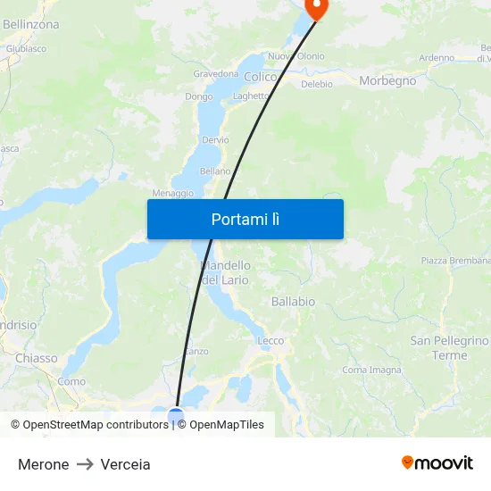 Merone to Verceia map