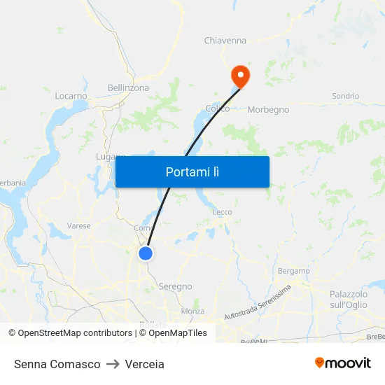 Senna Comasco to Verceia map