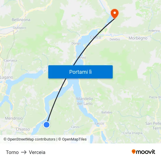 Torno to Verceia map