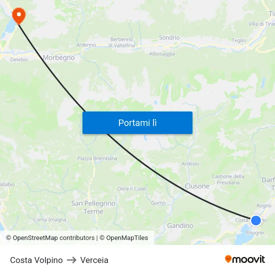 Costa Volpino to Verceia map