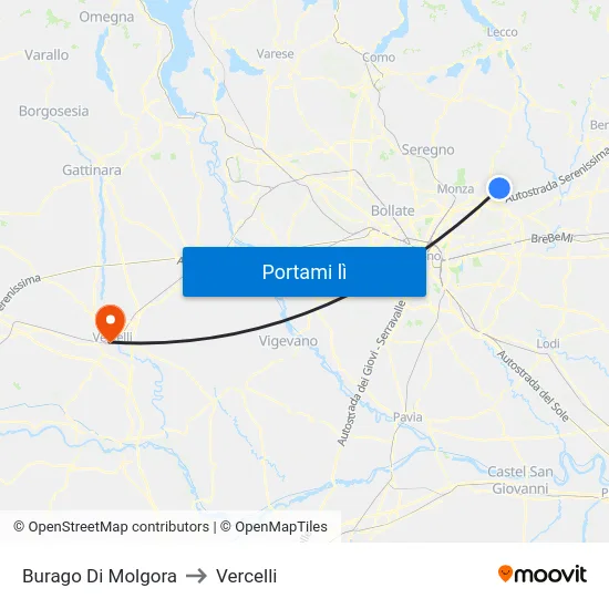 Burago Di Molgora to Vercelli map