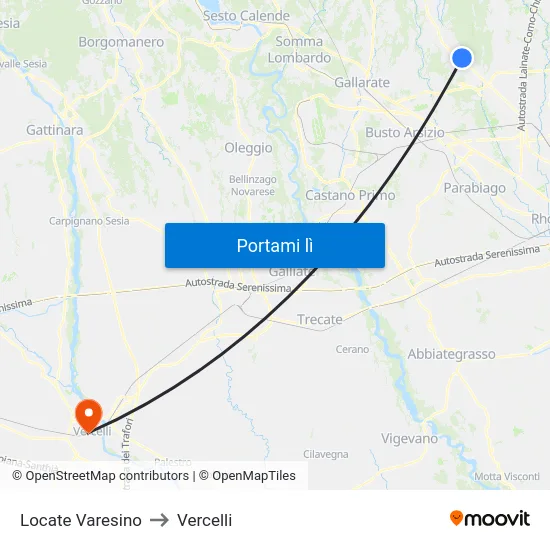 Locate Varesino to Vercelli map